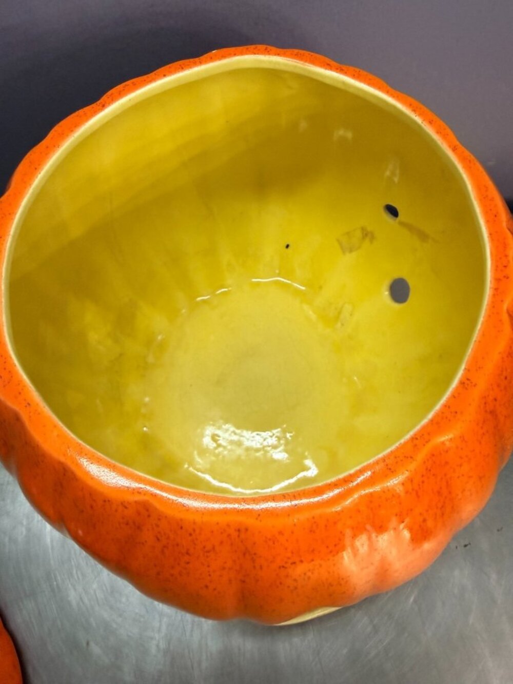 Vintage 1980s Ceramic Pumpkin Jack-o-Lantern With Lid - Picture 11 of 16